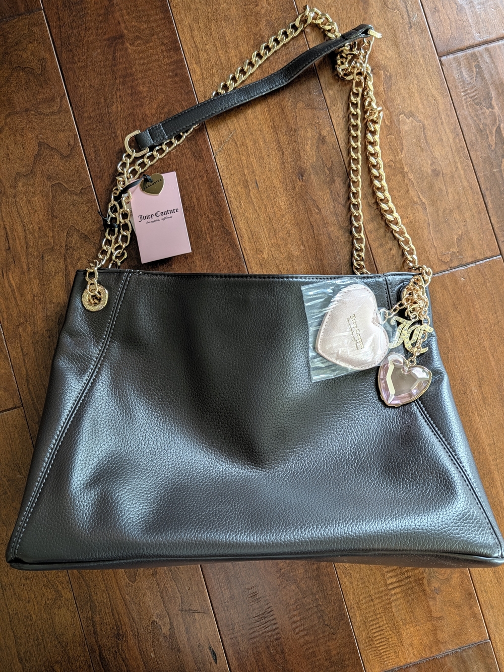 Juicy Couture Brown Leather Shoulder Bag with Gold Chain Handles